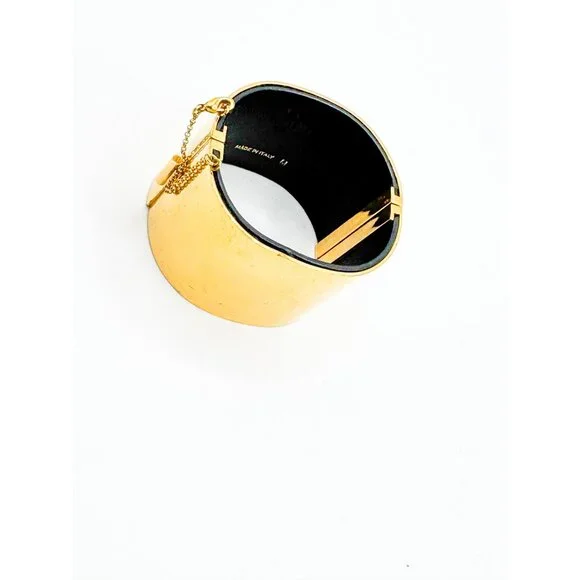Celine Phoebe Philo Leather Manchette Hinged Bangle Bracelet Size M Italy Pouch - Picture 9 of 13